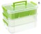 Plastic Multipurpose Portable Storage, 3 Layer Stack & Carry Box Handled Storage Box with Removable Tray for Organising Sewing, Art Craft, and Supplies Green